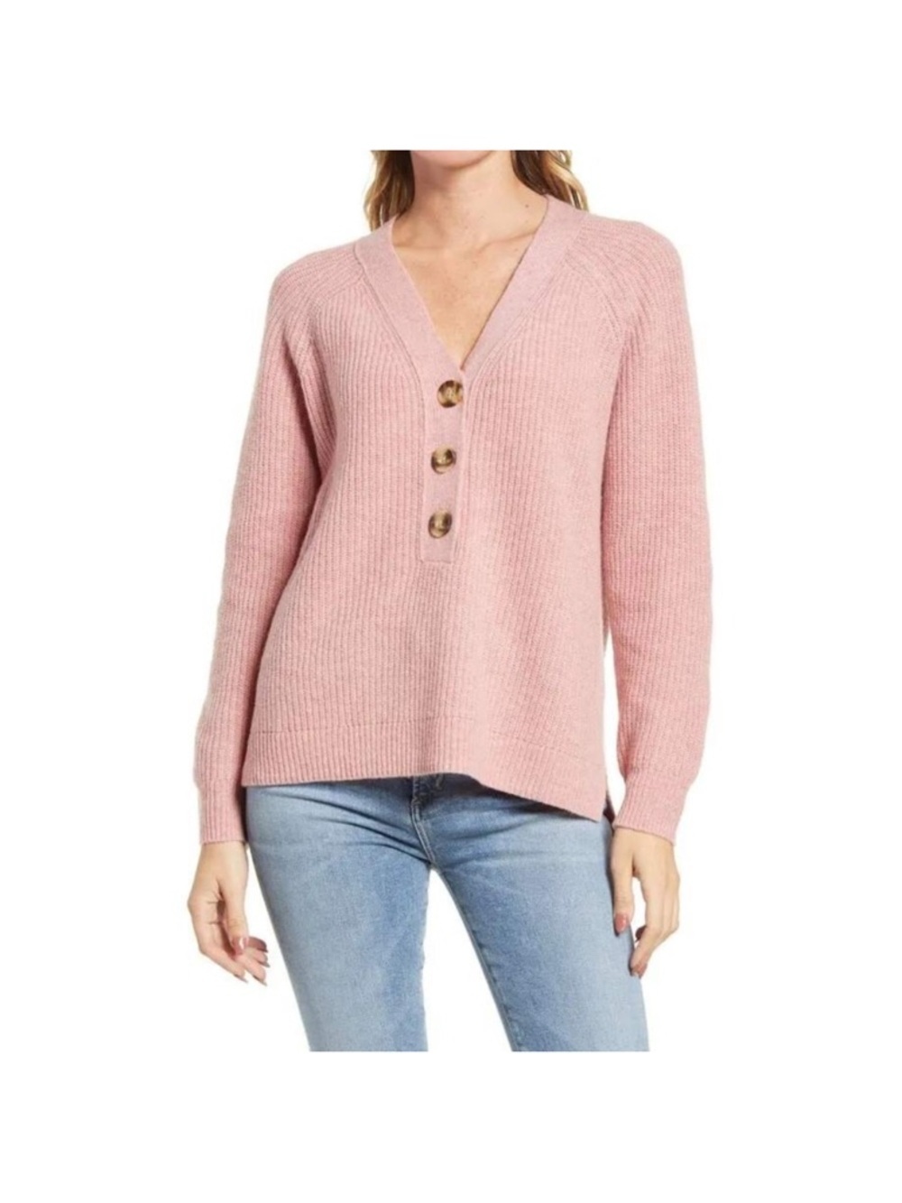 Madewell Lyle Rib Henley Wool Blend Sweater Size Medium
